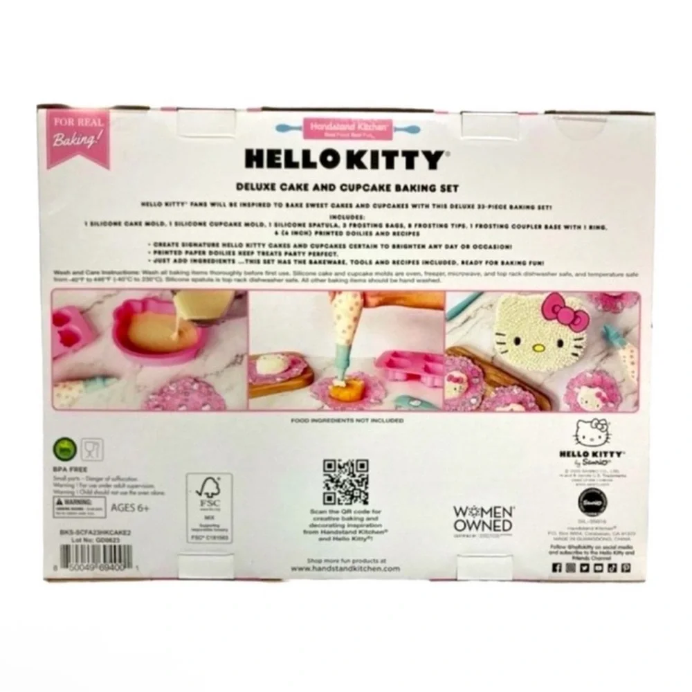 Hello Kitty Sanrio Deluxe Cake and Cupcake Real Baking Set, NEW in box, 23 pcs